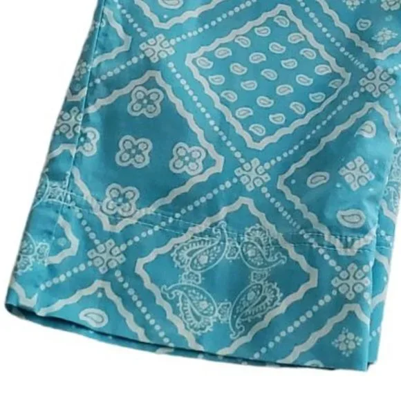Ann Taylor Loft Boho Paisley Crop Pants | Like New | 0P | Turquoise White - Picture 10 of 12